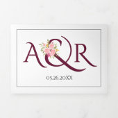 Bourgondische initialen en ampersand roze rozen br drieluik uitnodiging (Cover)