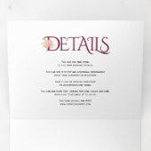 Bourgondische initialen en ampersand roze rozen br drieluik uitnodiging (Binnenzijde eerst)