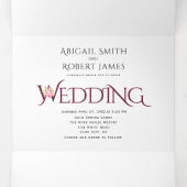 Bourgondische initialen en ampersand roze rozen br drieluik uitnodiging (Binnenkant midden)