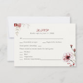 Bourgondische ivoor bloem bruiloft RSVP kaart (Voorkant)