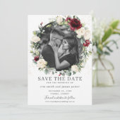 Bourgondische Ivoor Bloem Foto Bewaar de Datum Kaa Kaart (Staand voorkant)