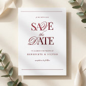 Bourgondische ivoorkleurige Monogram Save The Date