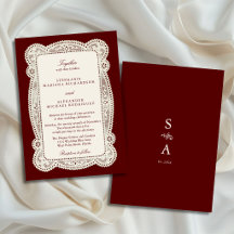 Bourgondische & Ivoren Monogram Vintage Kant Trouw