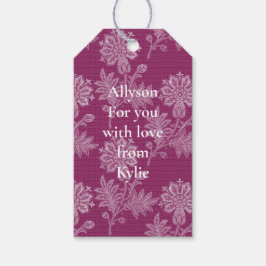 Bourgondische kant bruidssluiershower cadeaulabel