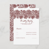 Bourgondische kant bruiloft RSVP (Voorkant / Achterkant)