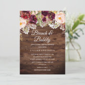 Bourgondische kant brunch en bubbelig Vrijgezellen Kaart (Staand voorkant)