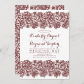 Bourgondische kant Elegante vintage bruiloft Kaart (Voorkant / Achterkant)