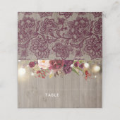 Bourgondische kant en rustieke bloemen plaatskaartje (Buitenkant ongevouwen)