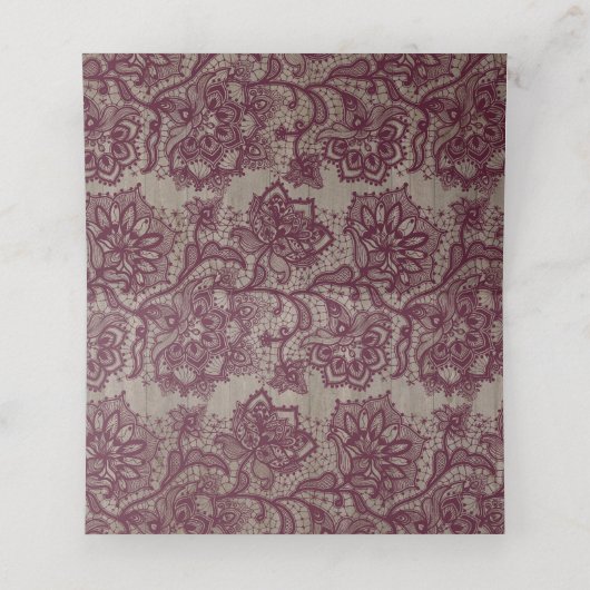 Bourgondische kant en rustieke bloemen plaatskaartje (Binnenkant ongevouwen)