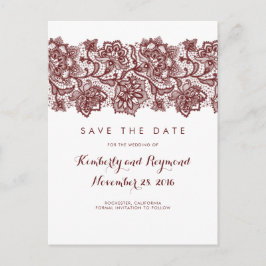 Bourgondische kant Save the Date Aankondigingskaart