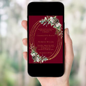 Bourgondische kegeldennengroen gouden lijst bruilo kaart