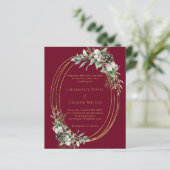 Bourgondische kegeldennengroen huwelijksuitnodigin (Staand voorkant)