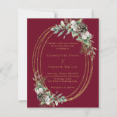 Bourgondische kegeldennengroen huwelijksuitnodigin (Voorkant)