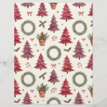 Bourgondische kerstbomen & kransen scrapbookpapier
