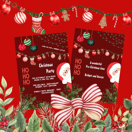 Bourgondische Kerstman & Kerstversiering Kerstfees Kaart