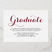 Bourgondische klasse van 2025 Photo Collage Afstud Folie Uitnodiging (Achterkant)