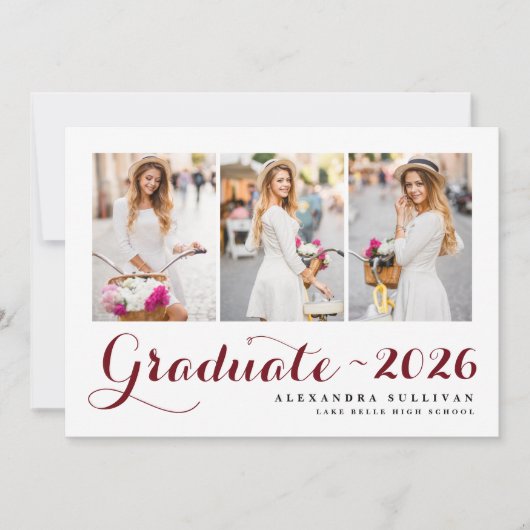Bourgondische klasse van 2025 Photo Collage Afstud Kaart (Voorkant)