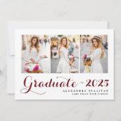 Bourgondische klasse van 2025 Photo Collage Afstud Kaart (Voorkant)