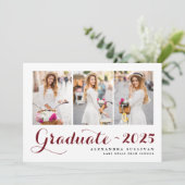 Bourgondische klasse van 2025 Photo Collage Afstud Kaart (Staand voorkant)