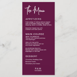 Bourgondische klassieke elegante trouw menu