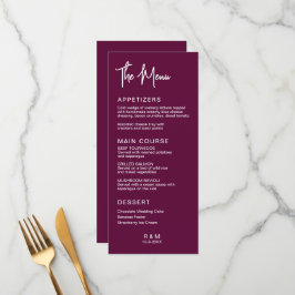 Bourgondische klassieke elegante trouw menu