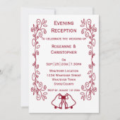 Bourgondische klokken Scrollwork bruiloft receptie Kaart (Voorkant)