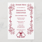 Bourgondische klokken Scrollwork Ontwerp Wedding Menu (Voorkant)