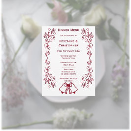 Bourgondische klokken Scrollwork Ontwerp Wedding Menu