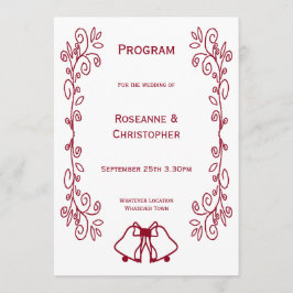 Bourgondische klokken Scrollwork Ontwerp Wedding Programmakaart