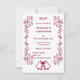 Bourgondische klokken Scrollwork Ontwerp Wedding RSVP Kaartje