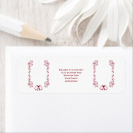 Bourgondische klokken Scrollwork Wedding Return Ad Etiket