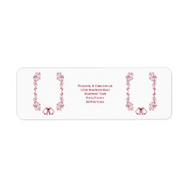 Bourgondische klokken Scrollwork Wedding Return Ad Etiket