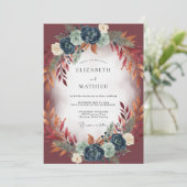 Bourgondische Koper Herfst Eucalyptus Bruiloft Kaart (Staand voorkant)