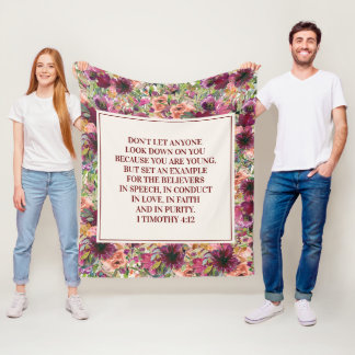 Bourgondische Koraal Bloemrijke Bijbelvers Timothy Fleece Deken