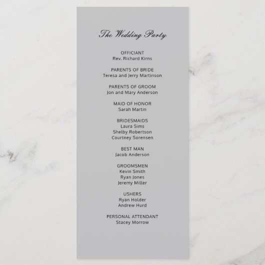 bourgondische koraal | Grijze geometrische bruilof Programmakaart (Achterkant)