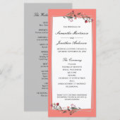 bourgondische koraal | Grijze geometrische bruilof Programmakaart (Voorkant / Achterkant)