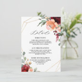 Bourgondische koraal Sinaasappel eucalyptus bruilo Informatiekaartje (Staand voorkant)