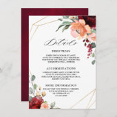 Bourgondische koraal Sinaasappel eucalyptus bruilo Informatiekaartje (Voorkant / Achterkant)