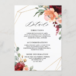 Bourgondische koraal Sinaasappel eucalyptus bruilo Informatiekaartje