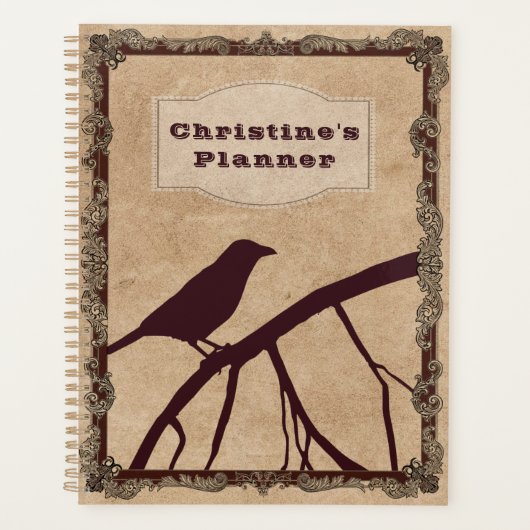 Bourgondische kraai en aangepaste tekst op Antiek  Planner (Voorkant)