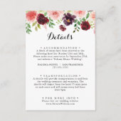 Bourgondische lente bloemenkalligrafie bruiloft de informatiekaartje (Voorkant)