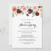 Bourgondische lente bloemige 50ste huwelijksverjaa kaart (Voorkant)