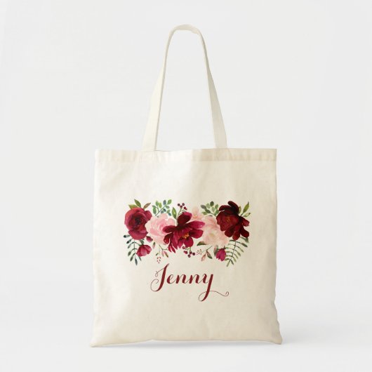Bourgondische lente Elegante Bloemen Tote Bag (Voorkant)