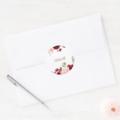 Bourgondische lente Elegante bloemenbruiloft envel Ronde Sticker (Envelop)