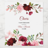 Bourgondische lente Elegante bloemenbruiloft wijn  Etiket (Enkel label)