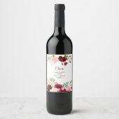 Bourgondische lente Elegante bloemenbruiloft wijn  Etiket (Voorkant)