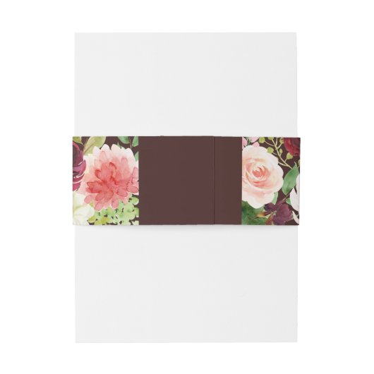 Bourgondische lente Monogram bruiloft uitnodiging Uitnodigingen Wikkel (Achterkant Voorbeeld)