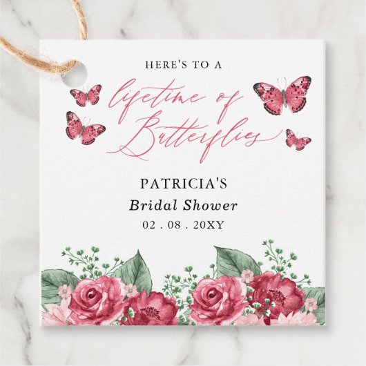 Bourgondische levensduur van vlinders Vrijgezellen Bedankjes Labels (Voorkant)