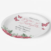 Bourgondische levenslange vlinders Bruidsdiner Papieren Bordje (Gekanteld)