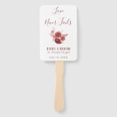 Bourgondische liefde nooit mislukt bloemenbruiloft handwaaier (Voorkant)